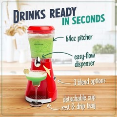 64 Oz Red Margarita & Slush Maker – Powerful Blender for Daiquiris & Smoothies