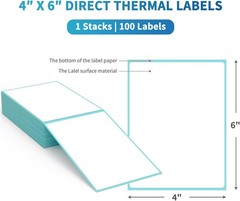 High-Quality 4×6 Fanfold Thermal Labels – 100 Shipping Labels with Blue Finish