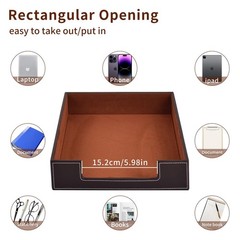Leather Letter Tray Desk Organizer, Stackable Mail Paper Holder, Coffee