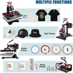 Professional 8 in 1 Heat Press Machine Sublimation Machine 12″ X 15″ Shirt Pr…