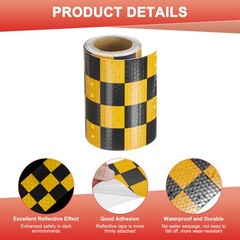 Reflective Tape, 4 Inch x 10 Feet Square Dark Yellow & Black Waterproof Tape