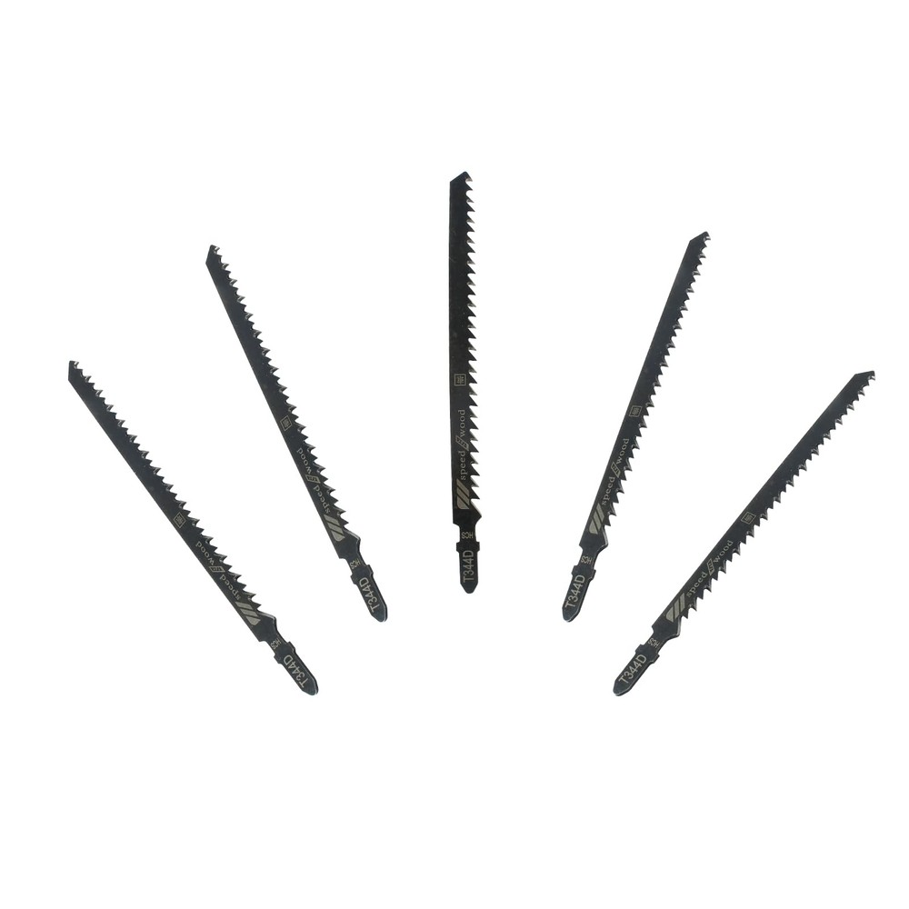 Hitefu 5PCS T344D T-Shank Jigsaw Blades, 6 Inch High Carbon Steel Long Black