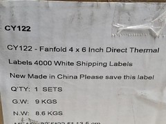 4000 4″x6″ Fanfold Direct Thermal Shipping Labels for Zebra Rollo Printers