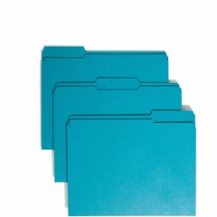 Smead SMD13134 Teal File Folders 1/3 Tab Cut 0.75″ Exp 100/Box