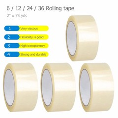 12pcs rolls 2″x75 yds shipping packaging clear tape express Official UL