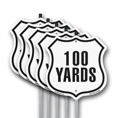 100 Yards Golf Course Running Race Shield Shaped Sign With Stake