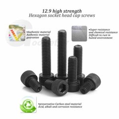 M2 M2.5 M3 M4 M5 Allen Bolt Hex Socket Cap Screws Black Steel 12.9 DIN912 Coarse