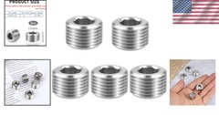5 PCS 3/8″ NPT Male Pipe Plug Set – Durable Stainless Steel with Hex Countersunk