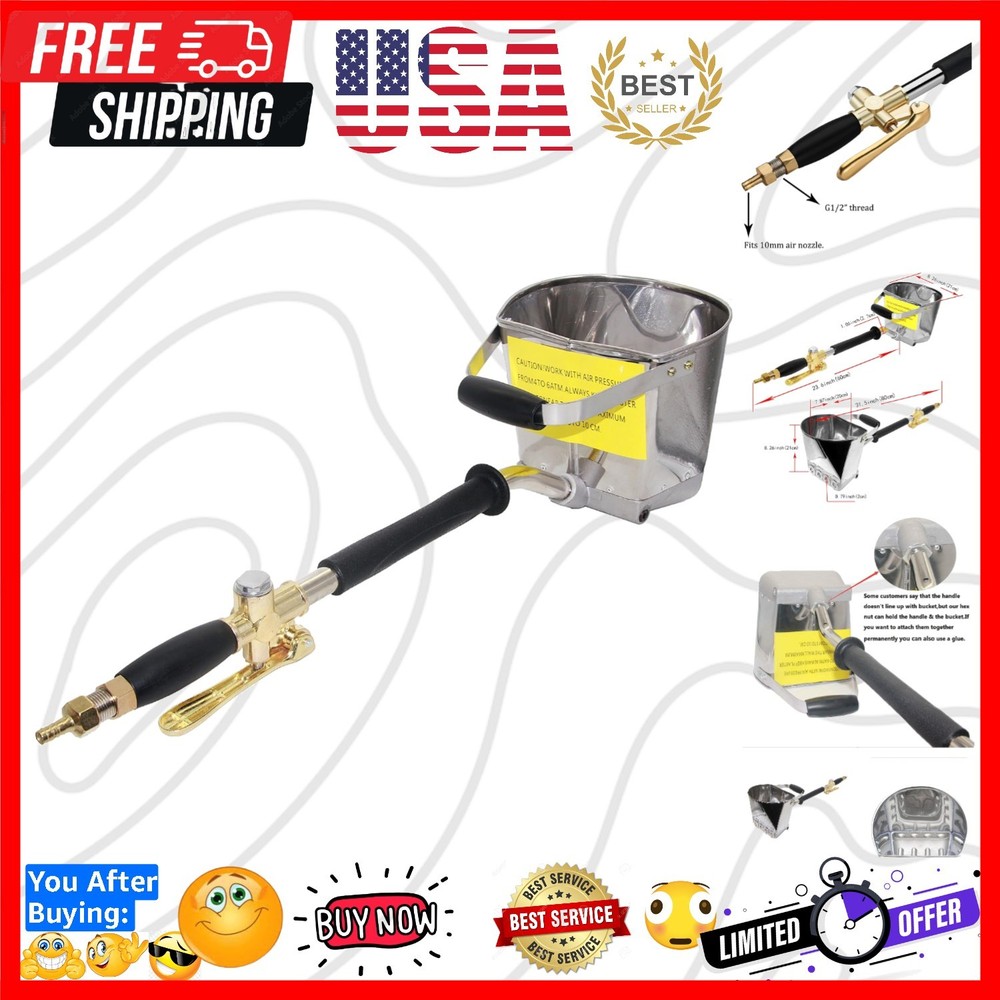Air Stucco Cement Texture Hopper Sprayer Plaster Wall Plastering Tool House P…