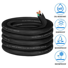25Ft 10/3 10 Gauge SOOW Wire 10 AWG 600V SOOW Bulk Cable Electrical 3 Conductor