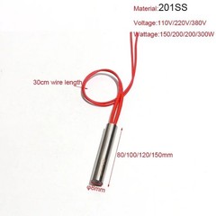 5pcs 8mmx80-150mm Cartridge Heater 201SS Electric Mould Pipe 150-300W 110V/220V