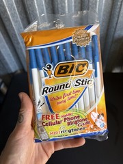 New Sealed Vintage BIC Round Stic Ballpoint Pens Blue Medium 10-Pack A1 NOS
