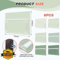 Fuutreo Magnetic File Holder Sage Green Horizontal 6 Pcs