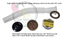 1.50″ EAGLE Rugged Gas Spout for Vintage Can +Metal Cap Closed/Storage/Transport