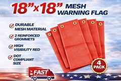 (4 Pack) RED Oversize Load Signs Traffic Safety Warning Flags – 18 X 18- Mesh