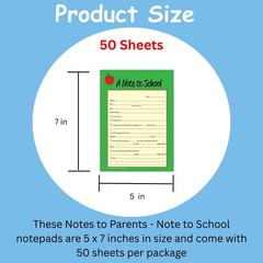SHAPES ETC. 50 Sheets Note to School – Notes Parents 5″ x 0.3″, Multicolor