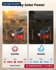 Solar-Powered Electric Fence Charger with Alarm,1.2 Joule Output, Up to 20 Miles