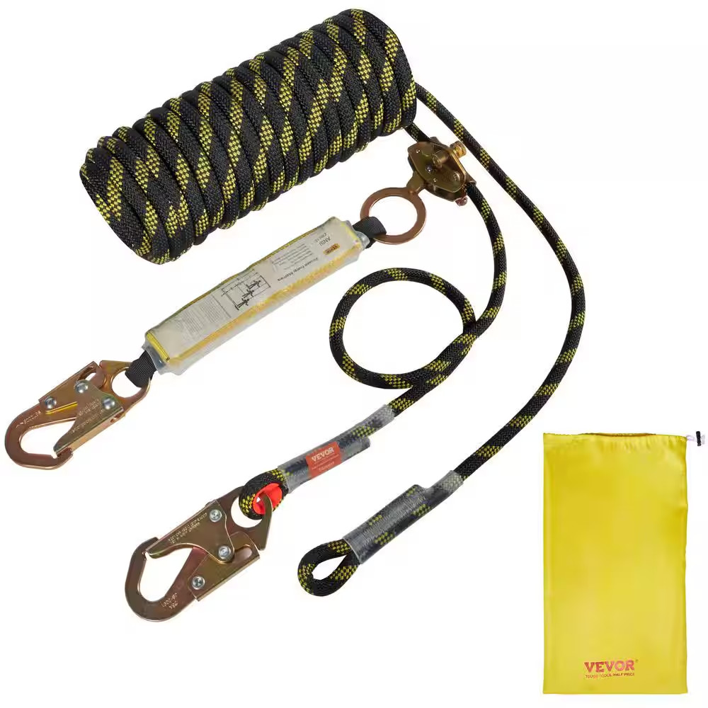 Vertical Lifeline Assembly, 0.55 In. X 50 Ft. Fall Protection Rope with 30 KN Br