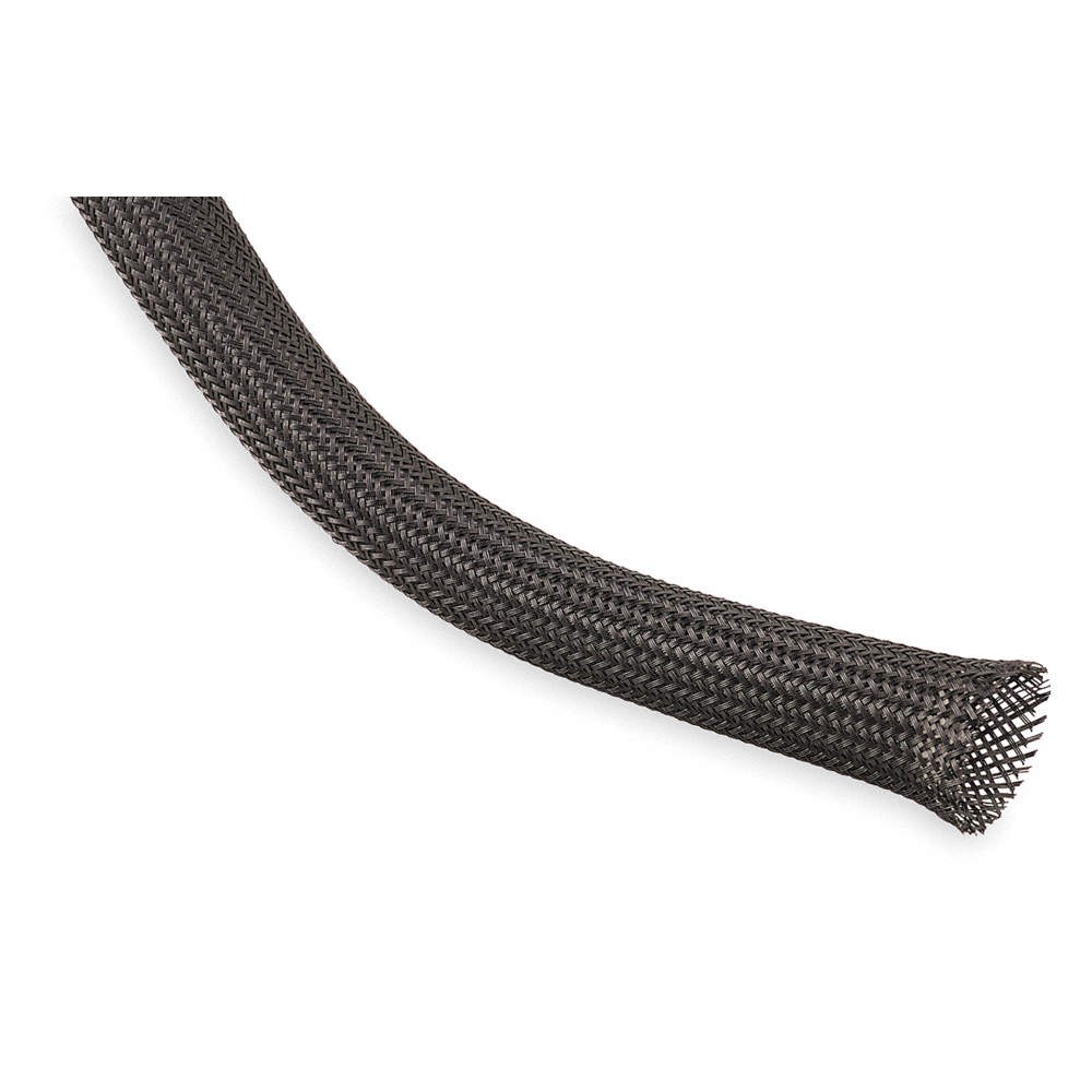 TECHFLEX CCP0.25BK Braided SleevIng,0.250 In.,100 ft.,Black 1UXZ5
