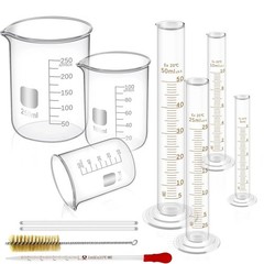 11Pcs Glass Beaker Set 50/100/250 ml Glass Graduated Cylinder 5/10/25/50 ml