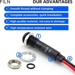 Robust 8mm Black Anodized Pilot Light – Industrial Grade