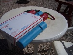 BLUE TRANSPORT CANISTER FOR GEIGER COUNTER PANCAKE PROBE 44-9 ; $22.00 + S/H