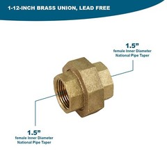 1-1/2″in Lead Free Brass Female NPT Threaded Union Connection Pipe Fitting NEW