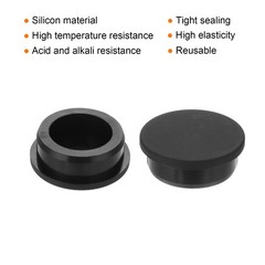 4 x T-Shaped Silicone Plugs 39.3mm 1-1/2″ Dia Snap in Plug Seal Round Black