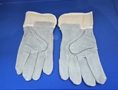 Off-White and Light Gray Leather Work Gloves – 9.5 in