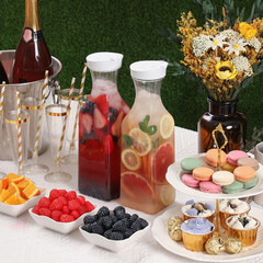 NETANY Plastic 50 Oz Water Carafe with Flip Top Lid, Set of 2 2 PACK, Clear