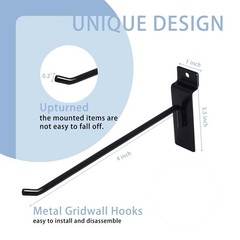 12 Pc Slatwall Hooks 4 Inch Slatwall Accessories Panel Display Hooks Metal Sl…