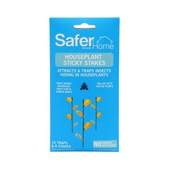Safer Brand Home SH5026 Houseplant Sticky Stake Insect Traps No Size, Yellow