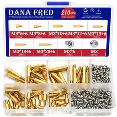 210PCS M3 Brass Male-Male Threaded Standoff Spacers Kit for PCB Circuit Boards