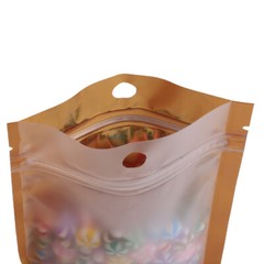 Versatile Plain Style Foil Zipper Bags Gold With Hanging Hole Multipurpose