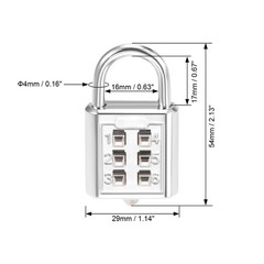 6-Digit Combination Padlock Push Button Lock for Locker Cabinet Silver Tone 2Pcs