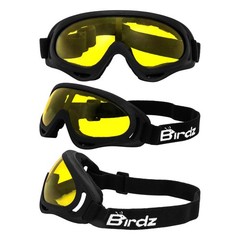Birdz Eyewear FlyCatcher Padded Motorcycle Goggles Black Frame with Yellow