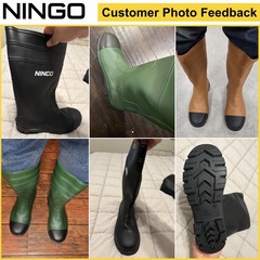 NINGO Men Steel Toe Waterproof Rain Boot Puncture & Slip Resistant Mud Work Boot