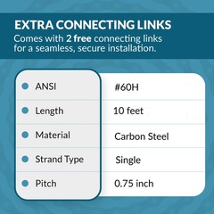 #60H Heavy Duty Roller Chain x 10 feet + 2 Connecting Links + Same Day Shipping