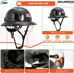 Hardhats size range from 53-63cm/ 20.86-24.80 inch, Bright Black Carbon…