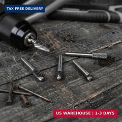 HAUTMEC 5Pcs Tungsten Carbide Rotary Burr Bit YG6, 1/4″ Shank Double Cut Die Gri