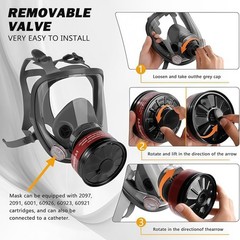 Full Face Respirator Gas Mask w/ Filters -2PCS 40mm Activated Carbon Filter 6800