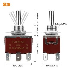 3PCS Heavy Duty DPDT ON/OFF/ON Toggle Switch 20A 125V/15A 250V Screw Terminals