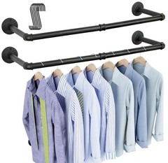 OROPY Industrial Pipe Clothes Rack Wall Mounted Set of 2, 38.4″, Black(38.4″)