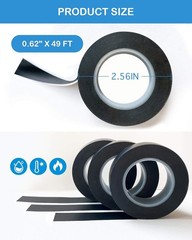 Durable Black Electrical Tape Set – 3 Rolls of 50ft x 0.62in Flame Resistant