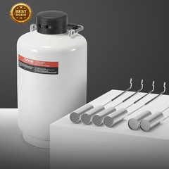 10L Liquid Nitrogen Tank Aluminum LN2 Dewar Cryogenic Container 6 Canisters Bag