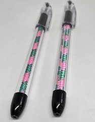James Burke Notebook Journal Lined 7 x 10 in. Pink & Green W Pens And Holder