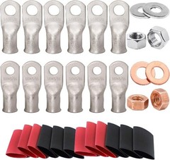 Tinned Copper 0 Gauge Battery Cable Ends 1/0 AWG 0 Gauge – 3/8+5/16 Ring