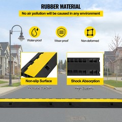 VEVOR 1-Pack 3-Channel Cable Protector Cover Ramp 33000LBS Capacity Heavy-Duty
