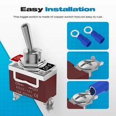 2Pack 30A 12V Toggle Switch Heavy Duty SPST 2Pin Waterproof Cover ON/OFF Kit