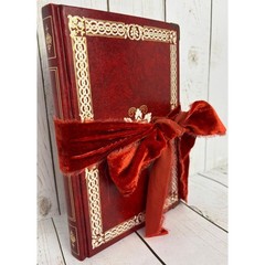 Handmade Regency Victorian Junk Journal Memory Keeper Red Gold Velvet Ribbon Tie